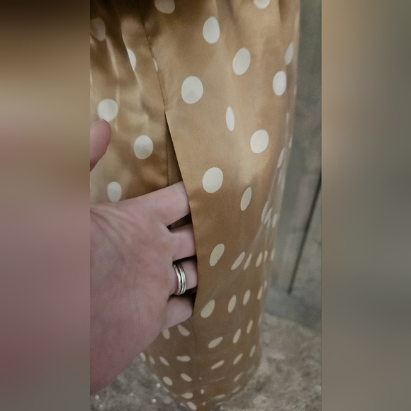 ROBERT RODRIGUEZ 100% Silk Polka Dot Draped Neck Mini Dress. Tan/cream. Size 2 - Picture 15 of 15